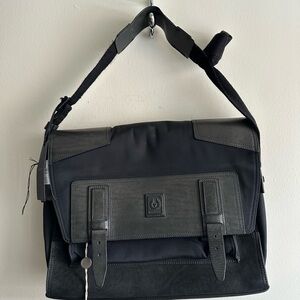 Belstaff Mixed Media Leather and Canvas Messenger Bag NWT
